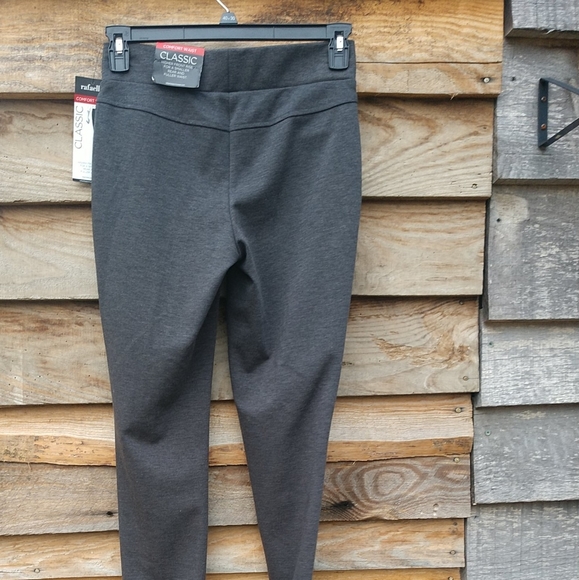 New Rafaella Classic Slim Leg Comfort Waist Knit Charcoal Heather Pants Size 4 - Picture 6 of 10